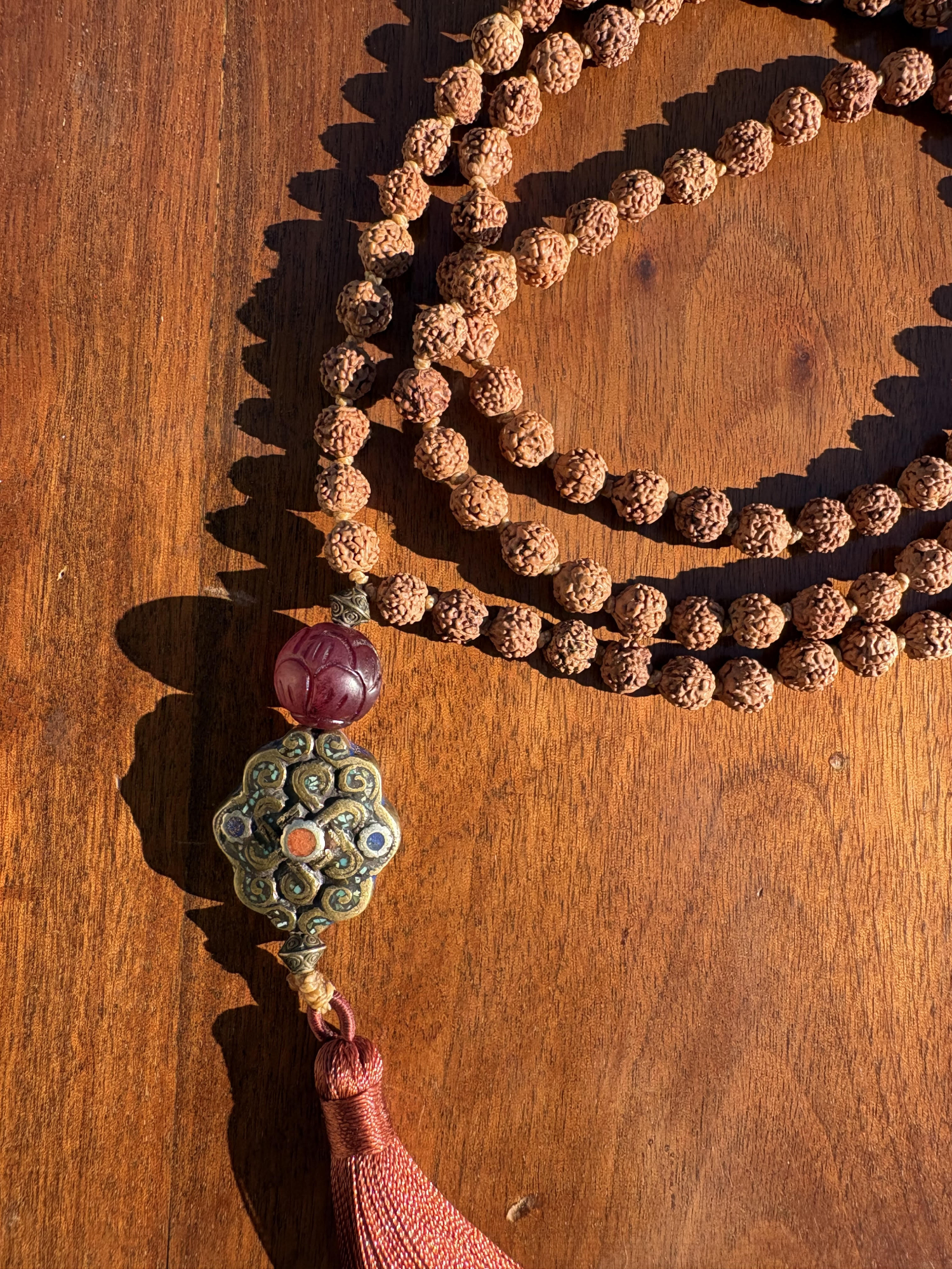 rudraksha tears of shiva eternal knot mala
